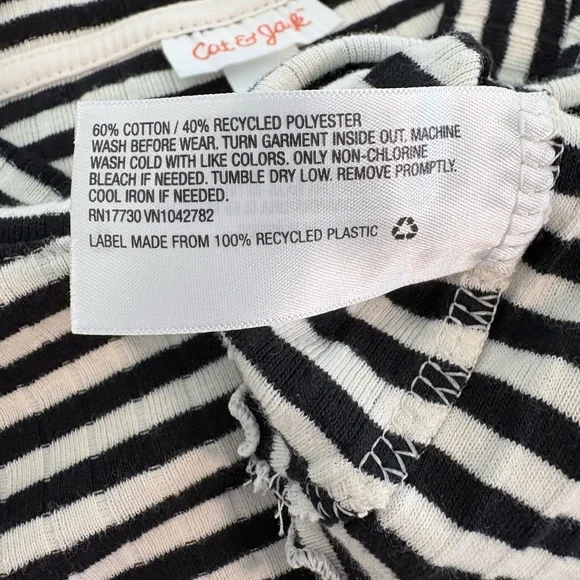 Cat & Jack Black and White Striped Short Sleeve Top - Picture 5 of 5